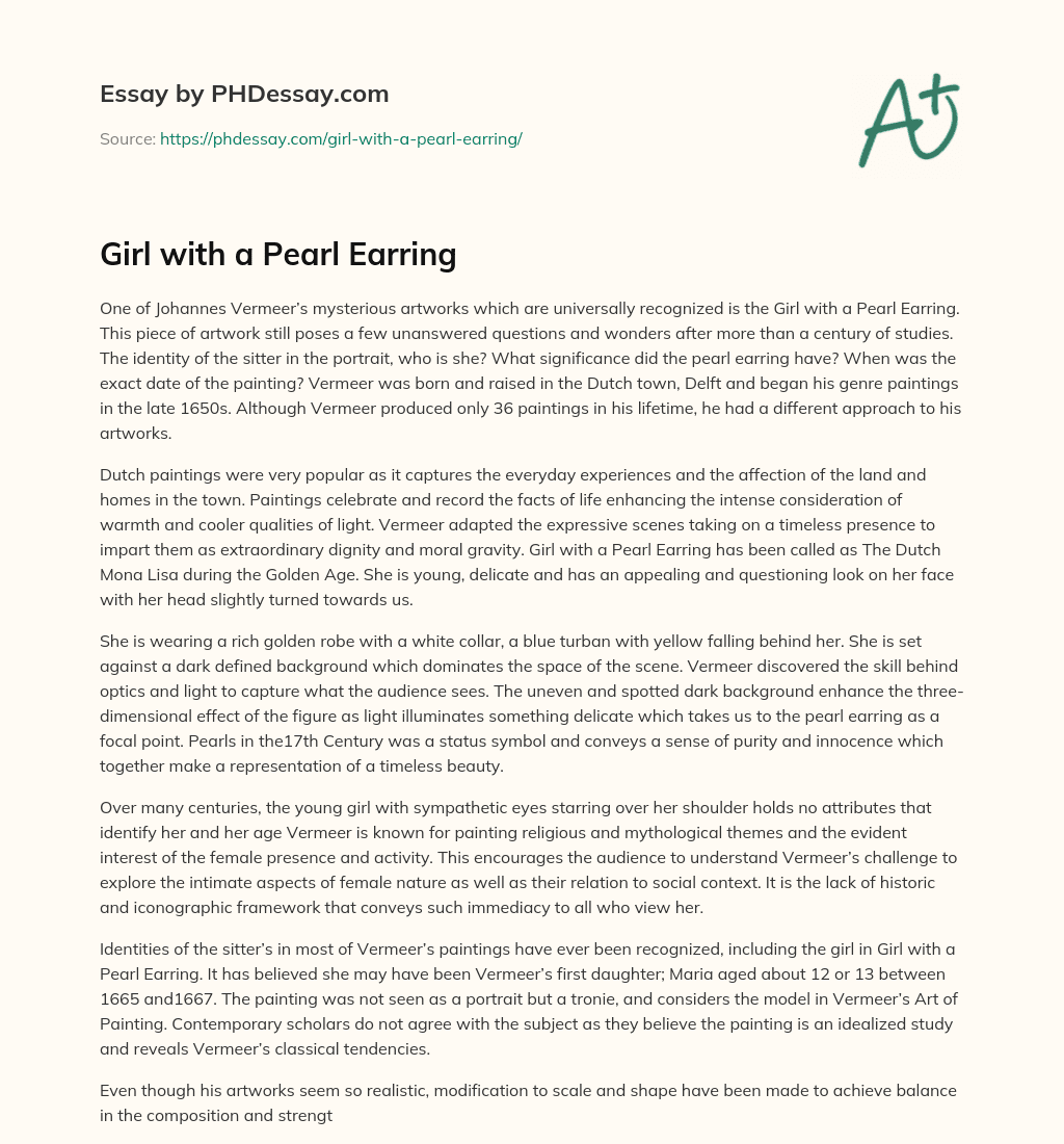 Girl with a Pearl Earring essay