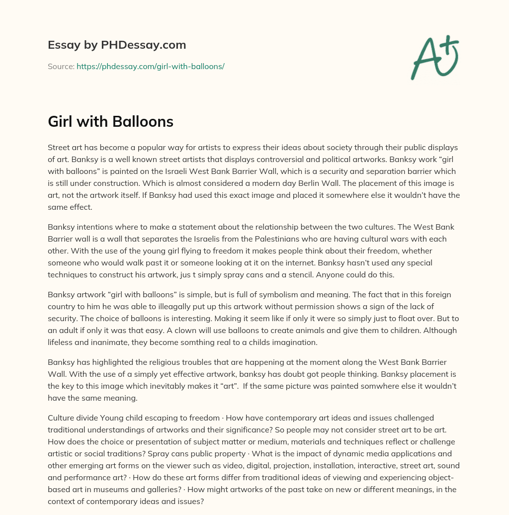 Girl with Balloons essay