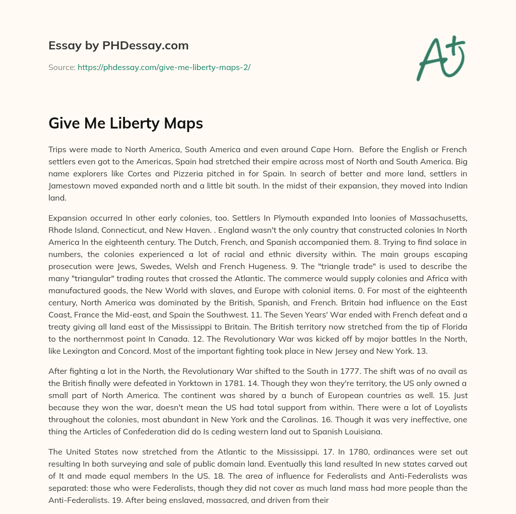 Give Me Liberty Maps essay