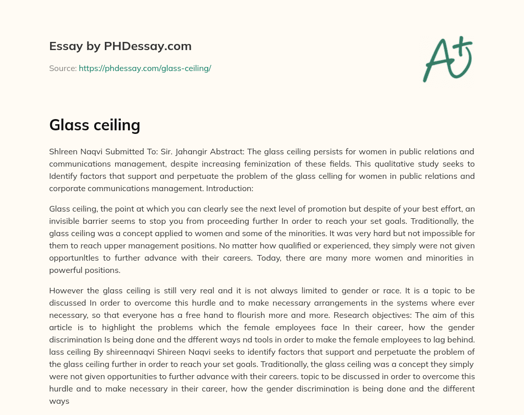 Glass Ceiling Essay Example (300 Words)