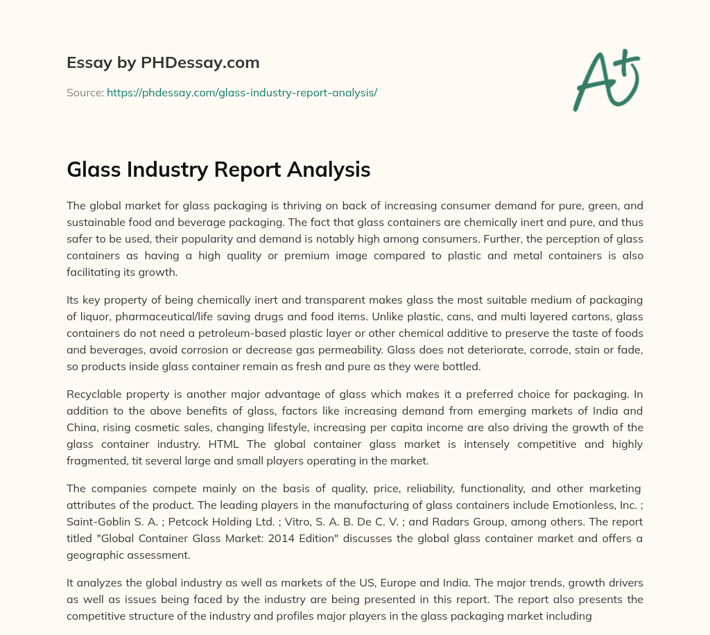 Glass Industry Report Analysis essay