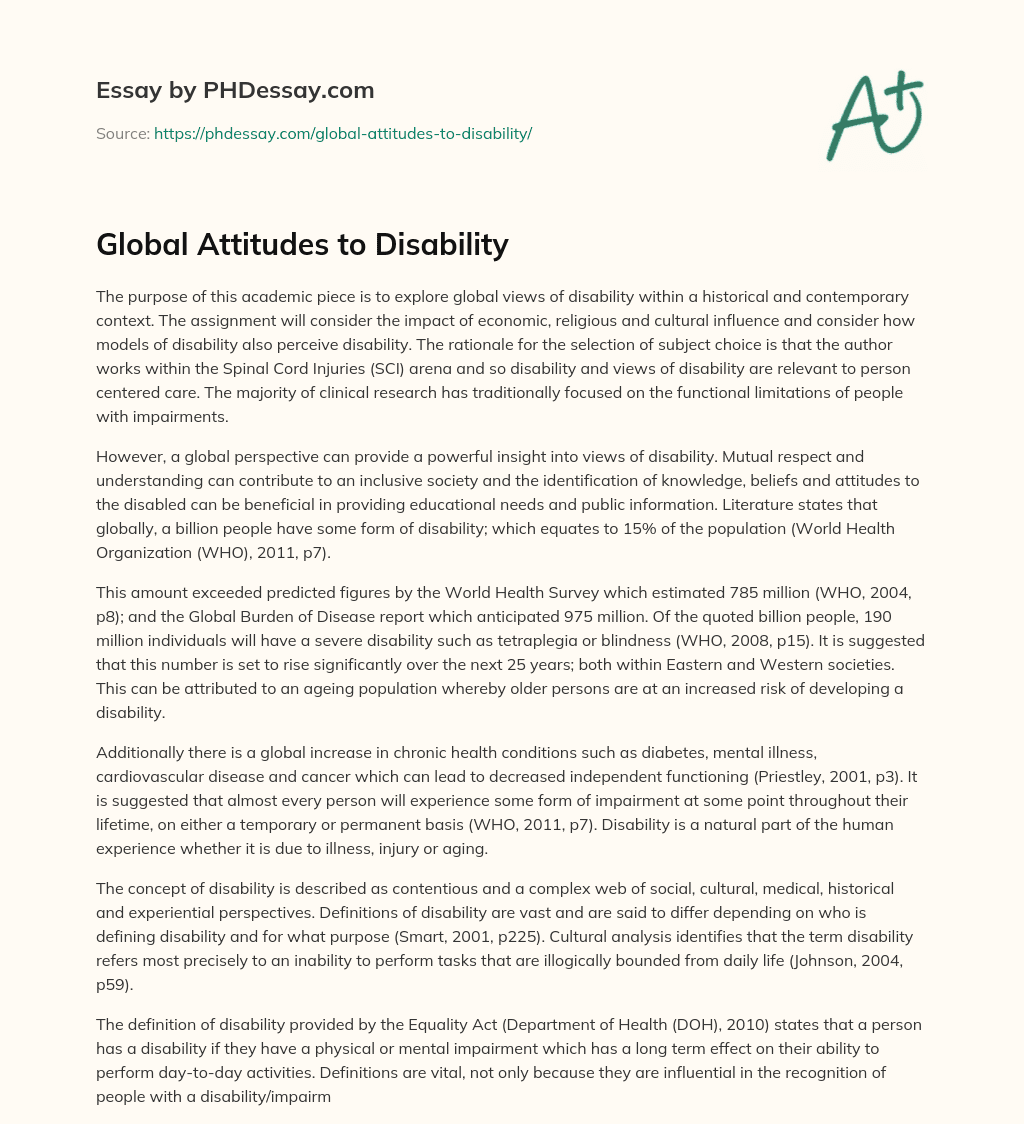 Global Attitudes to Disability essay