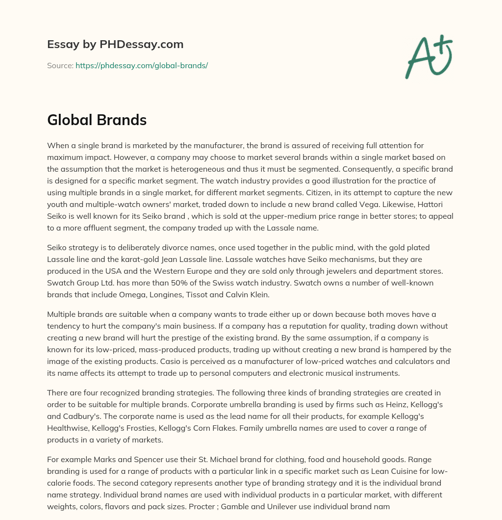 Global Brands  essay