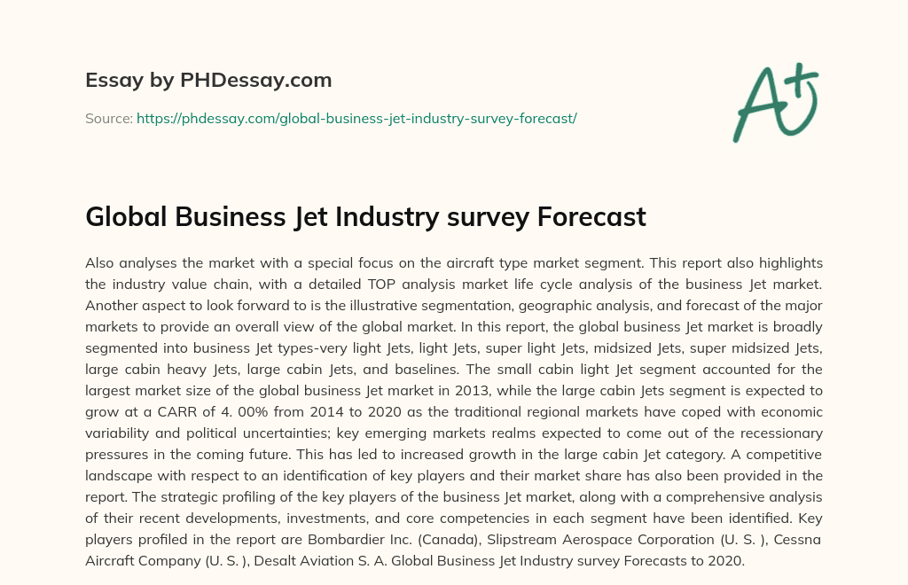 Global Business Jet Industry survey Forecast essay