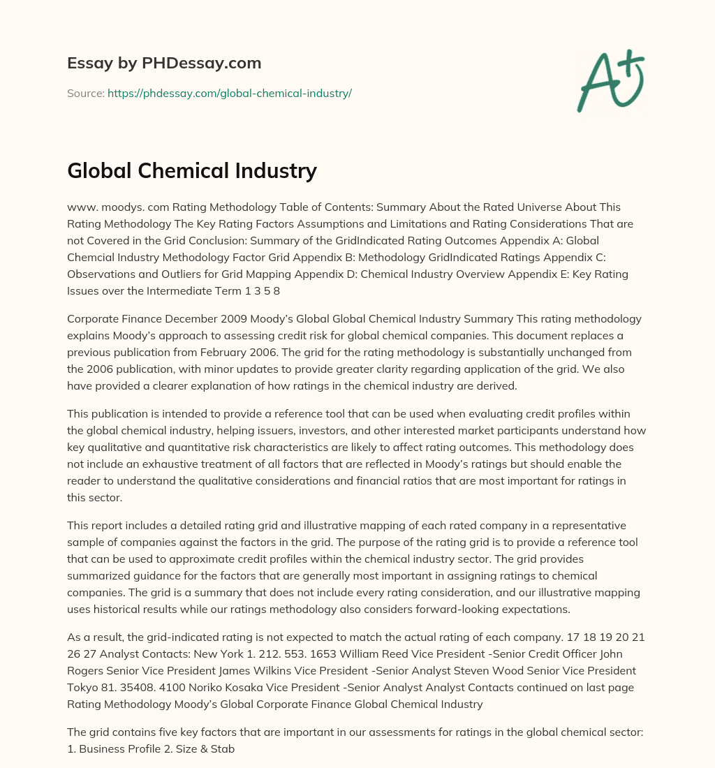 Global Chemical Industry essay