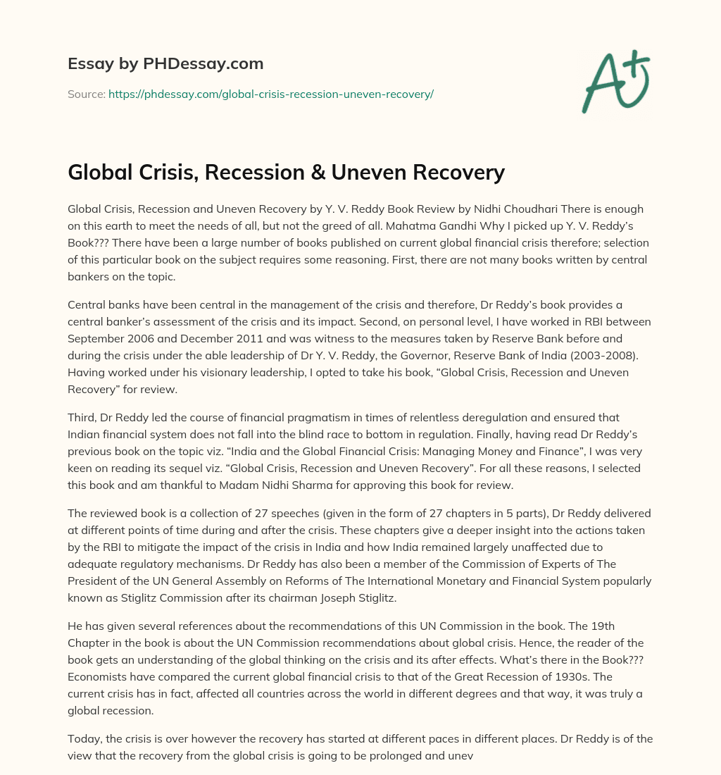 Global Crisis, Recession & Uneven Recovery essay