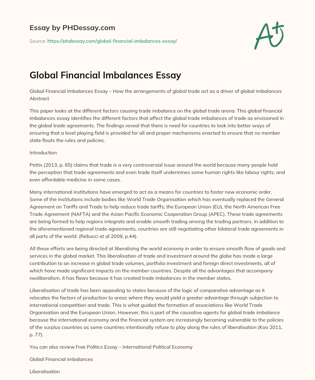 Global Financial Imbalances Essay essay