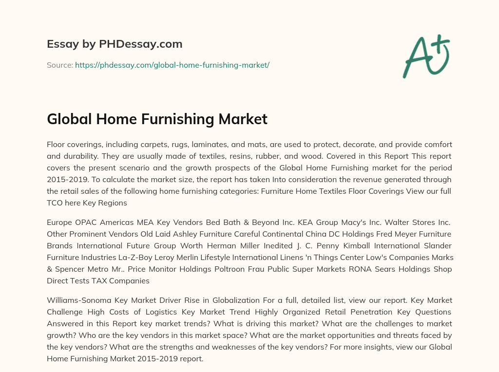 Global Home Furnishing Market essay