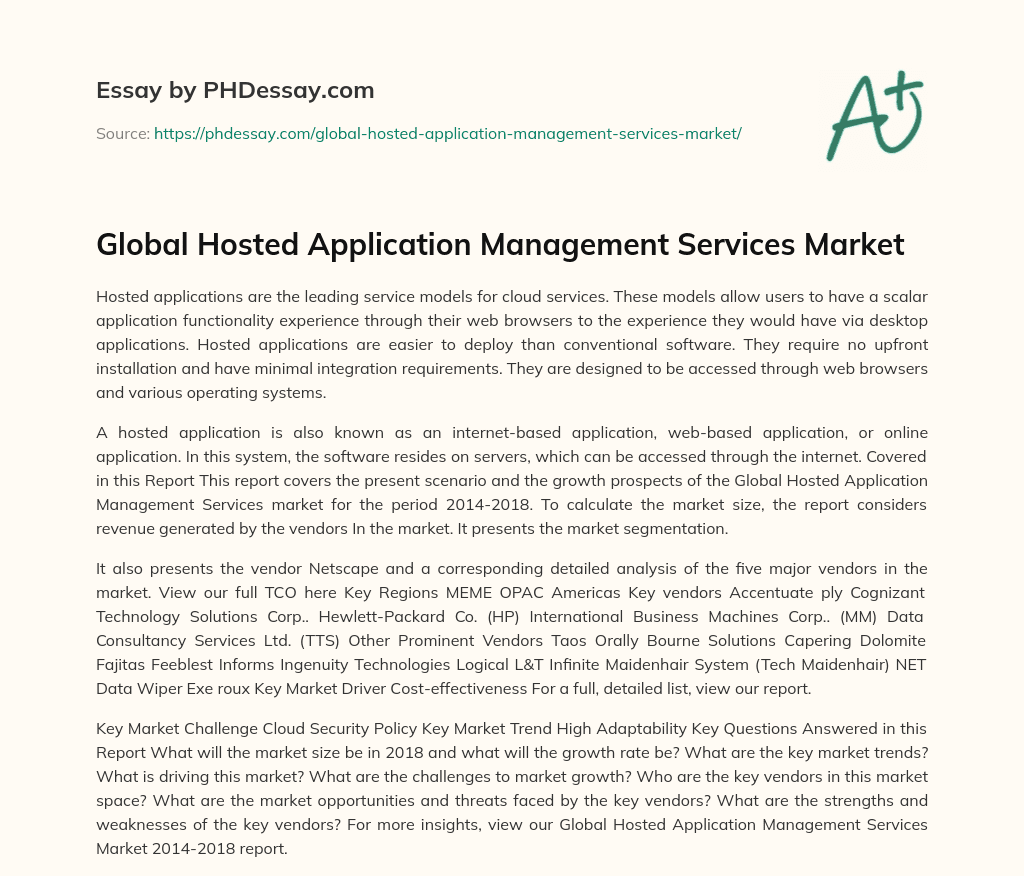 Global Hosted Application Management Services Market essay
