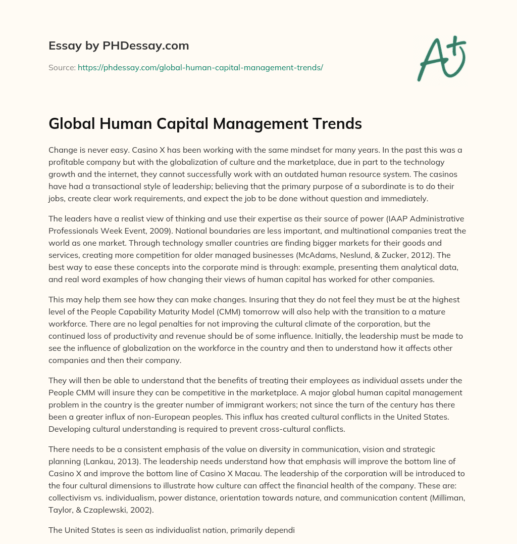 Global Human Capital Management Trends essay