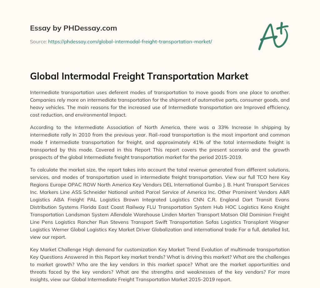 Global Intermodal Freight Transportation Market essay