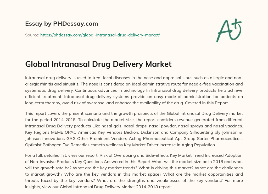drug markets essay