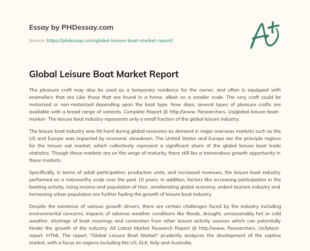 Global Leisure Boat Market Report essay