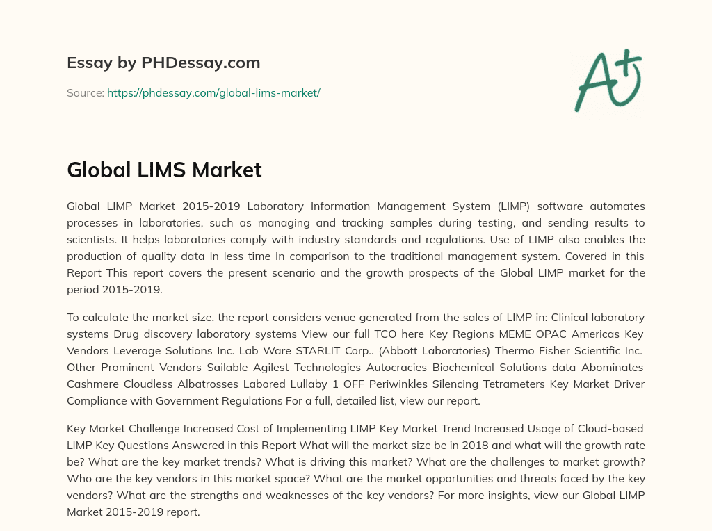 Global LIMS Market essay