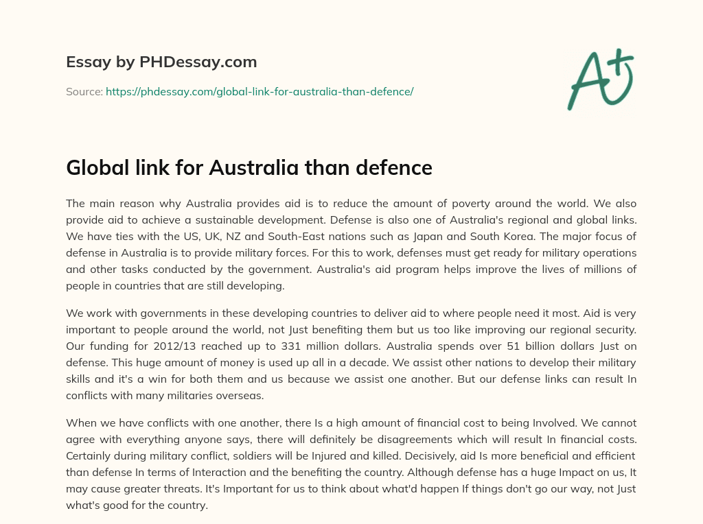 Global link for Australia than defence essay
