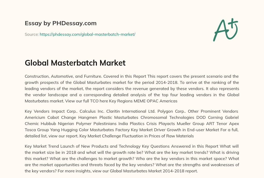 Global Masterbatch Market essay