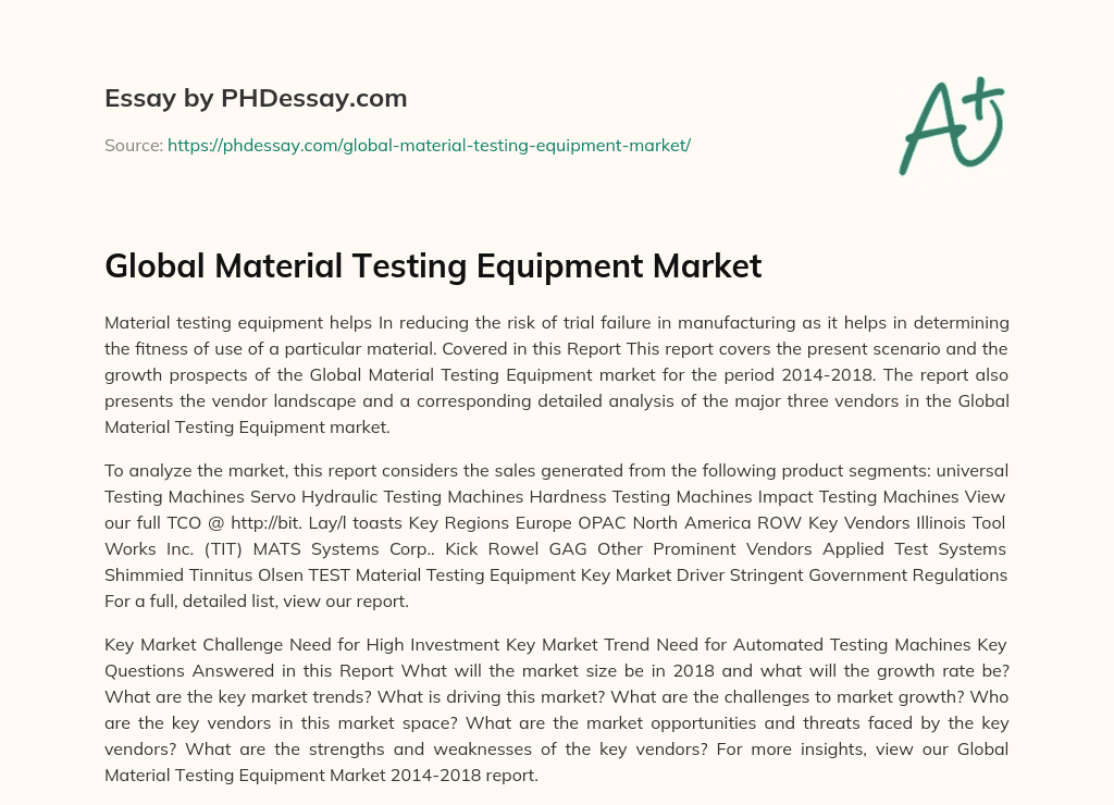 Global Material Testing Equipment Market essay