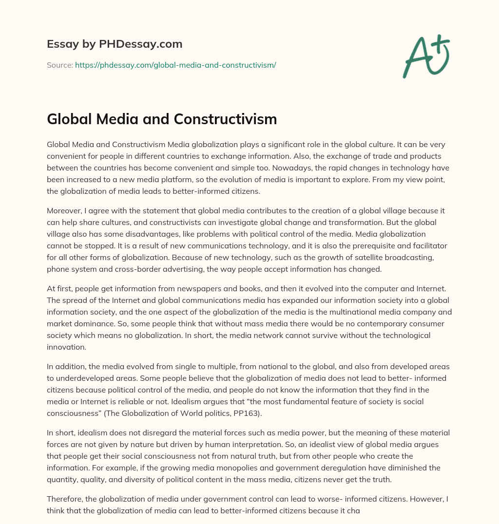 Global Media and Constructivism essay