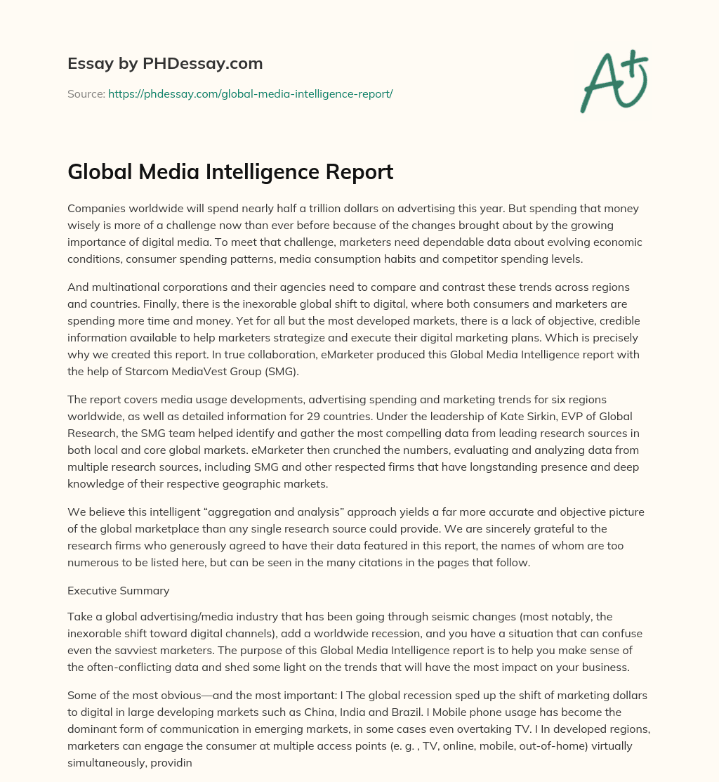 Global Media Intelligence Report essay