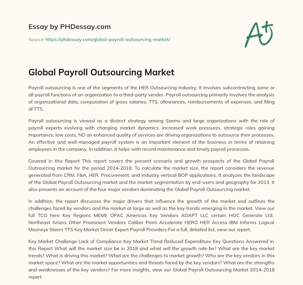 Global Payroll Outsourcing Market essay