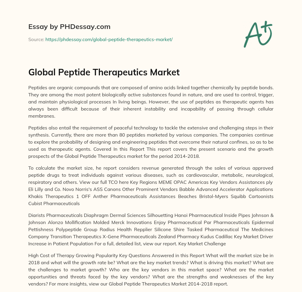 Global Peptide Therapeutics Market essay