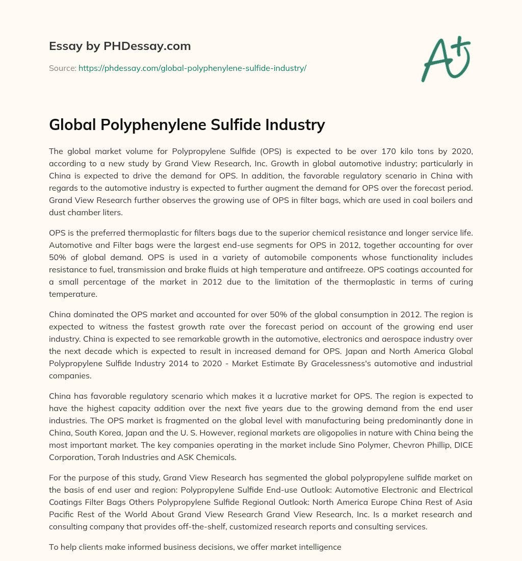 Global Polyphenylene Sulfide Industry essay