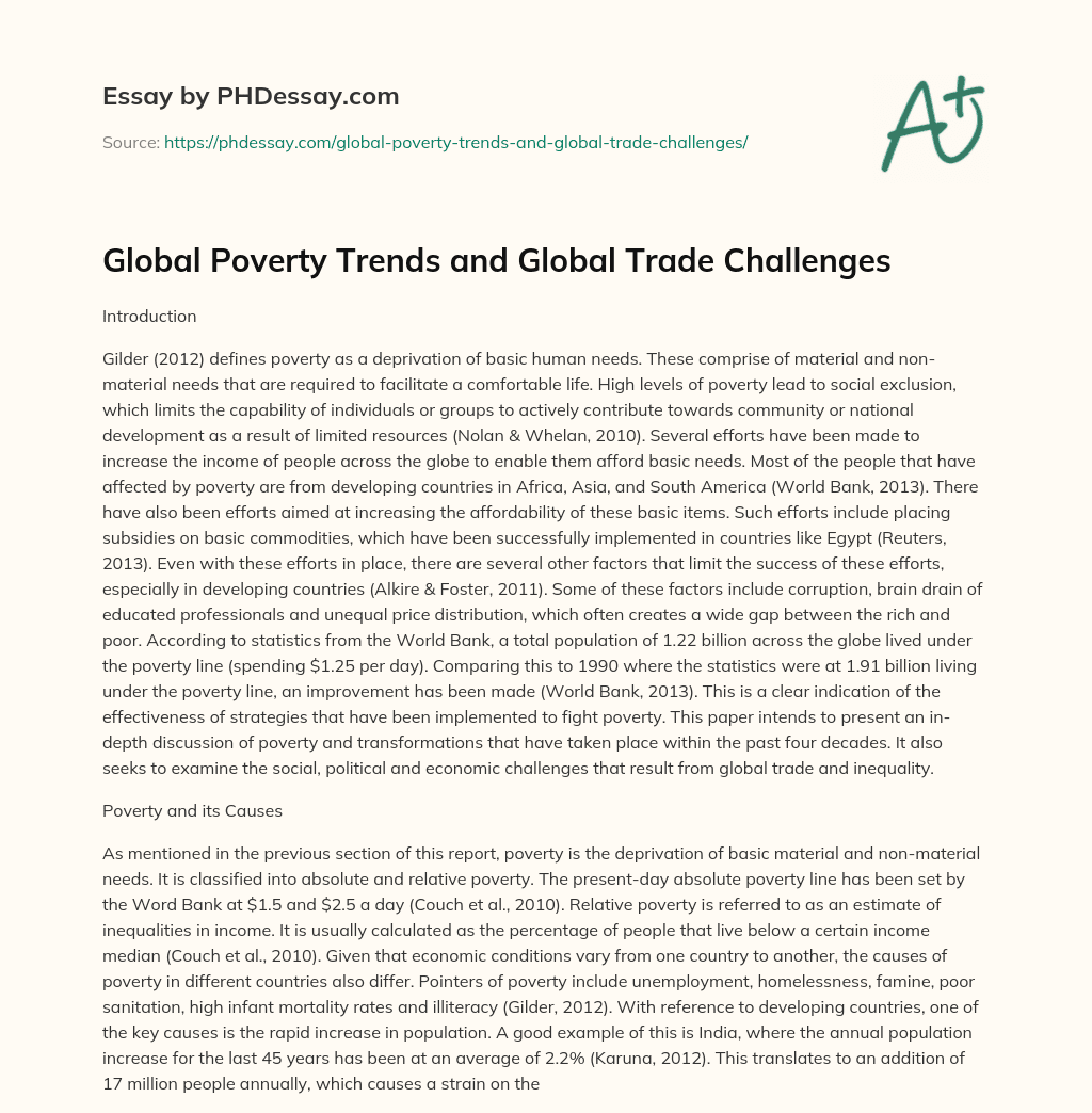 Global Poverty Trends and Global Trade Challenges essay