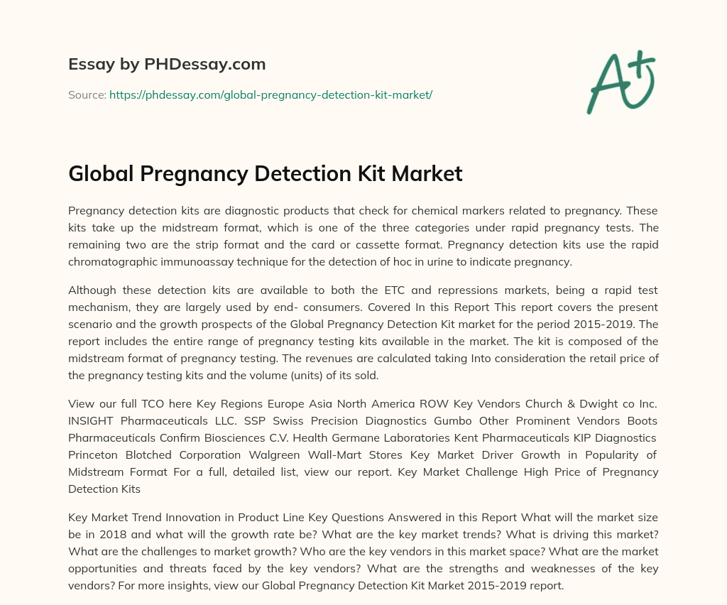 Global Pregnancy Detection Kit Market essay