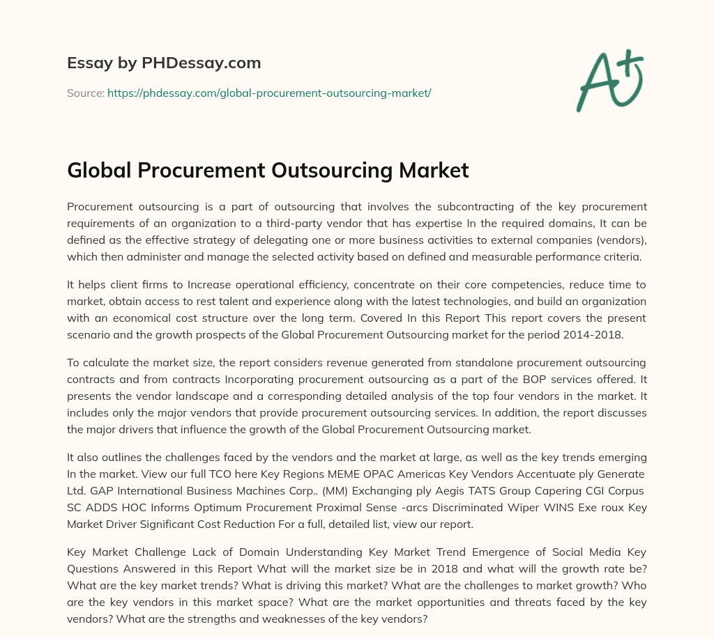 Global Procurement Outsourcing Market essay