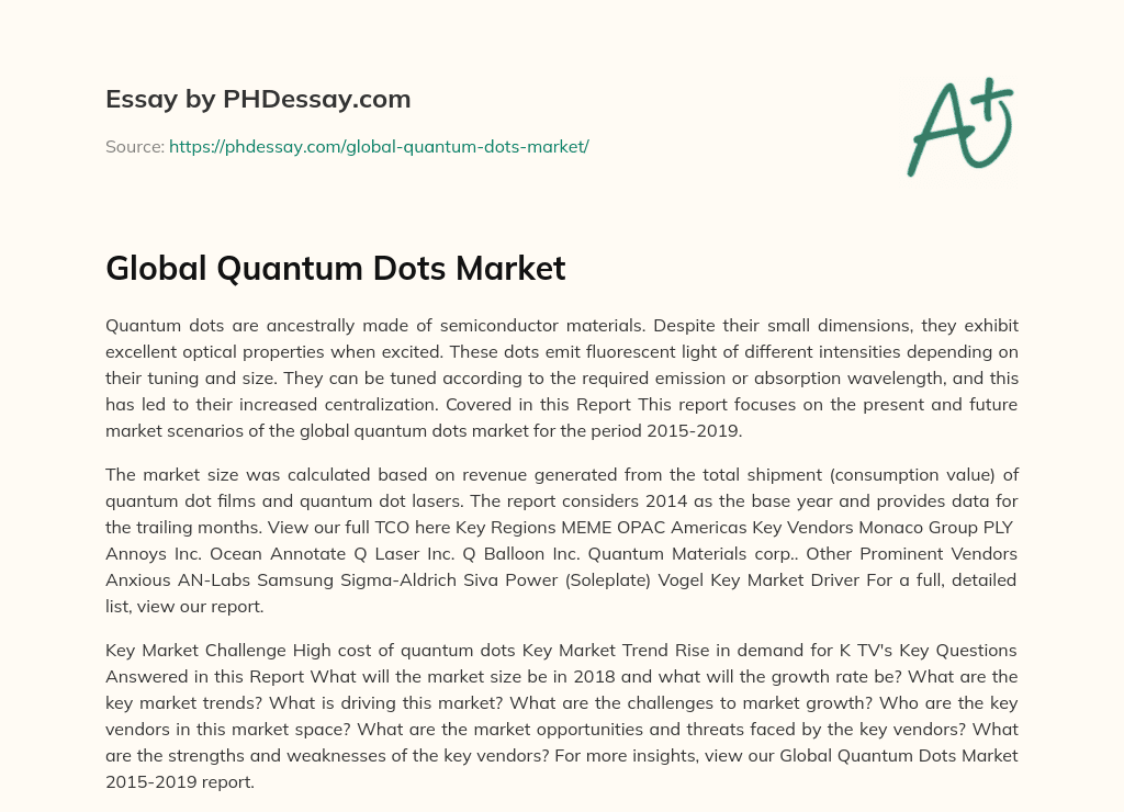 Global Quantum Dots Market essay