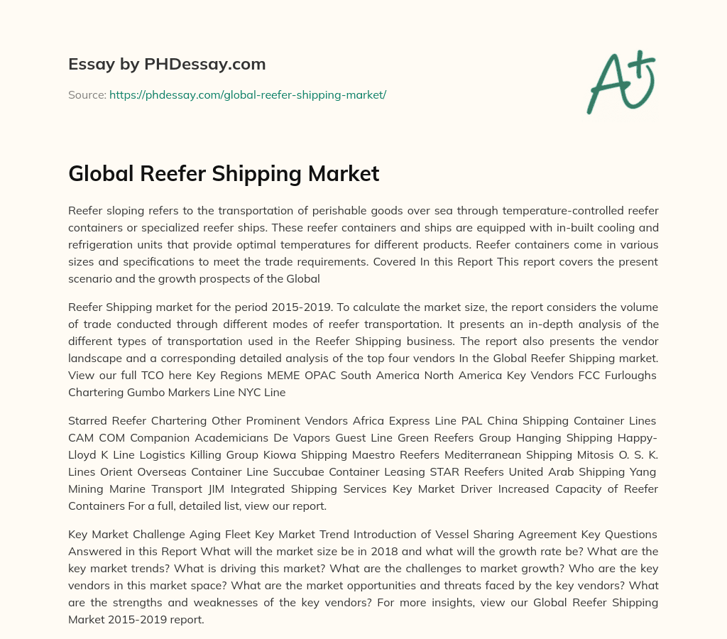 Global Reefer Shipping Market essay