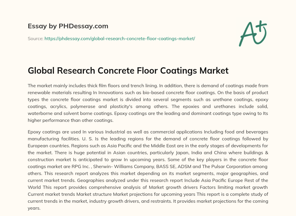 Global Research Concrete Floor Coatings Market essay