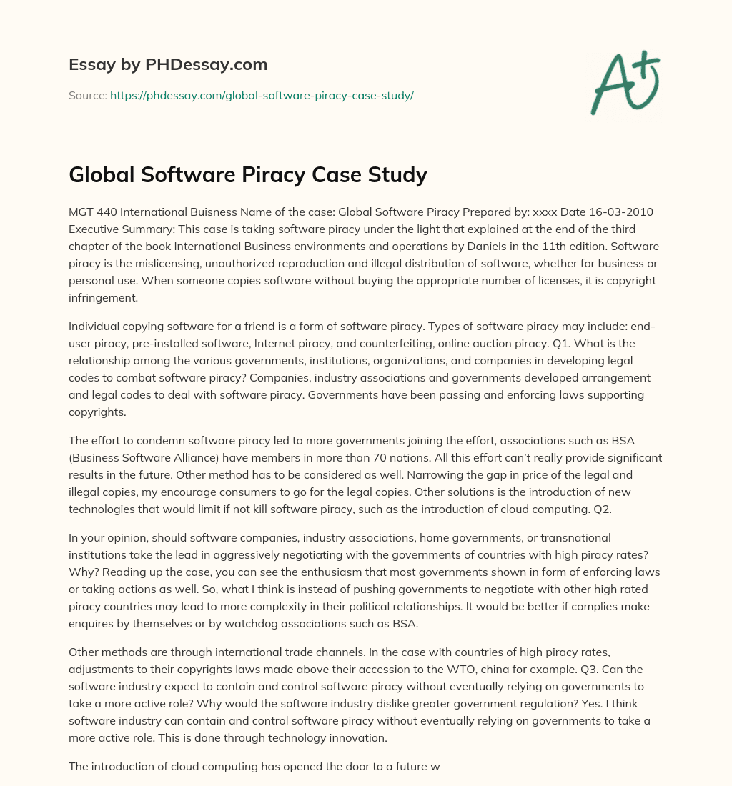 essay of software piracy