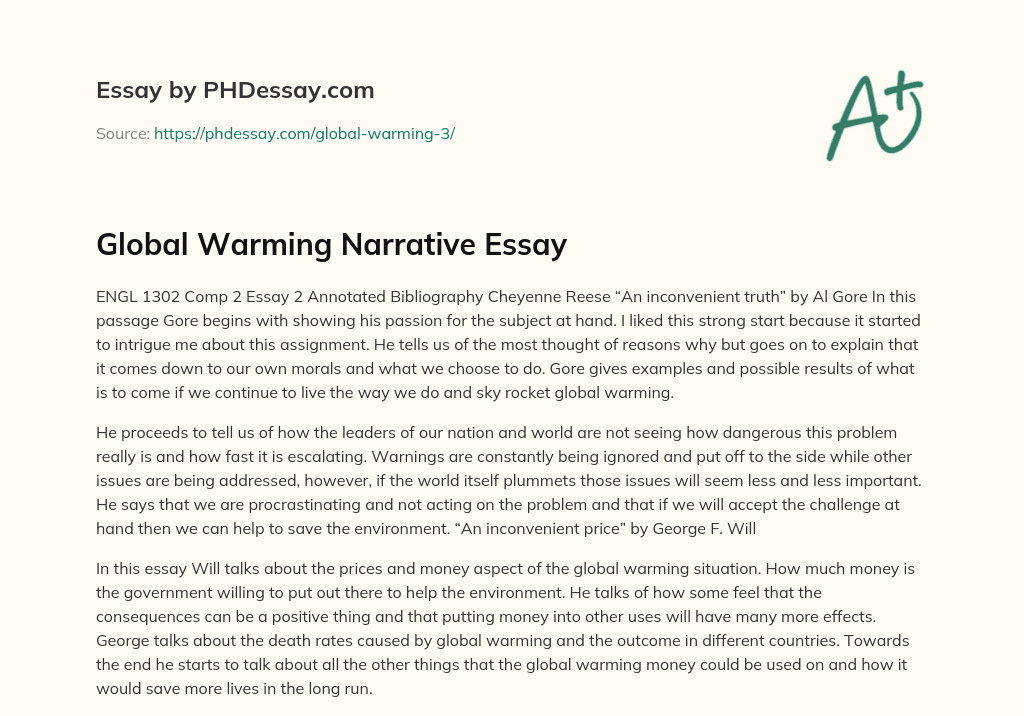Global Warming Narrative Essay essay