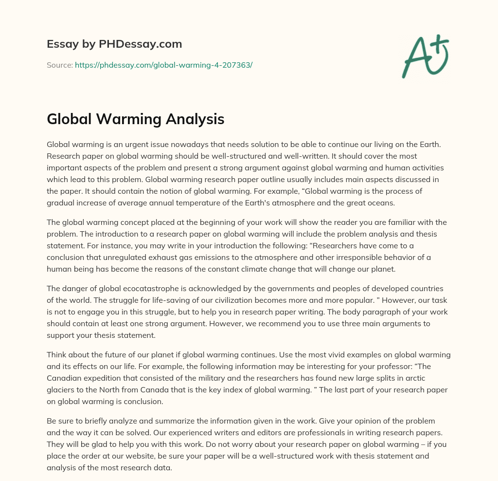 Global Warming Analysis essay