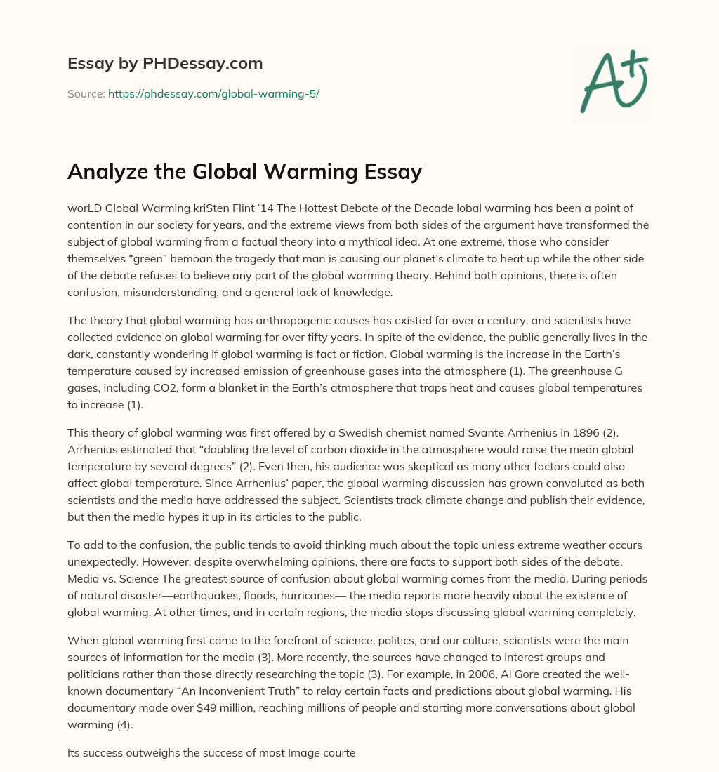 Analyze the Global Warming Essay essay
