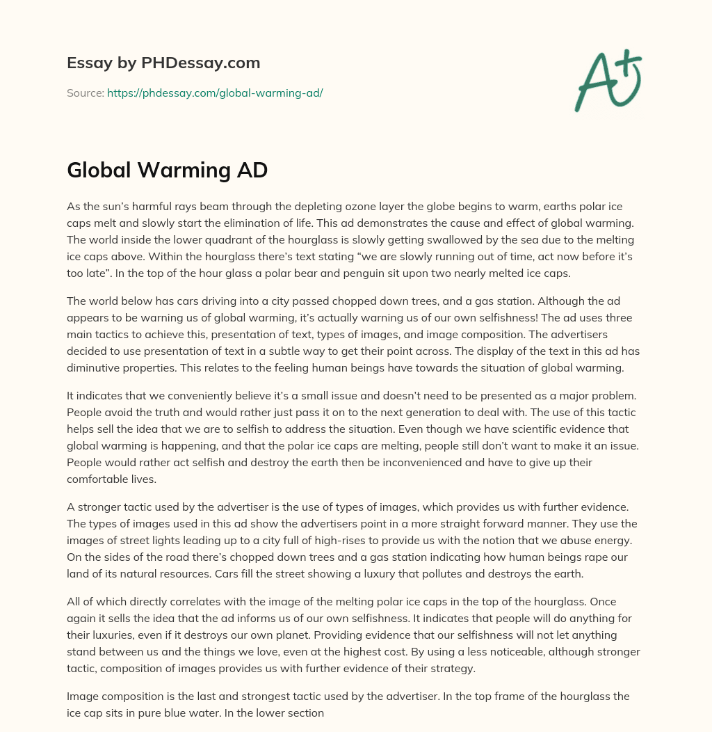 Global Warming AD essay