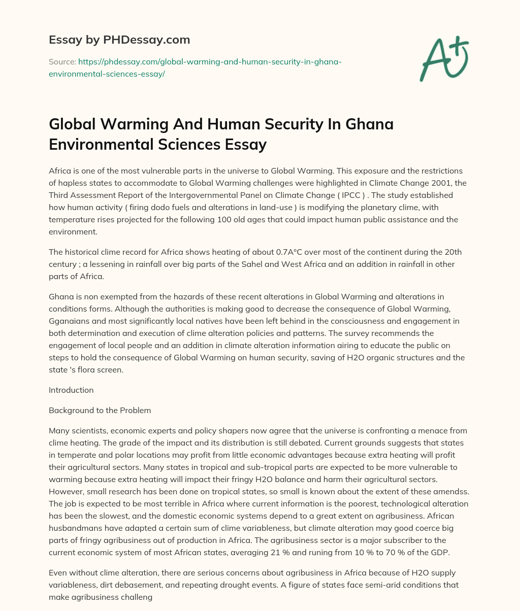 Global Warming And Human Security In Ghana Environmental Sciences Essay essay