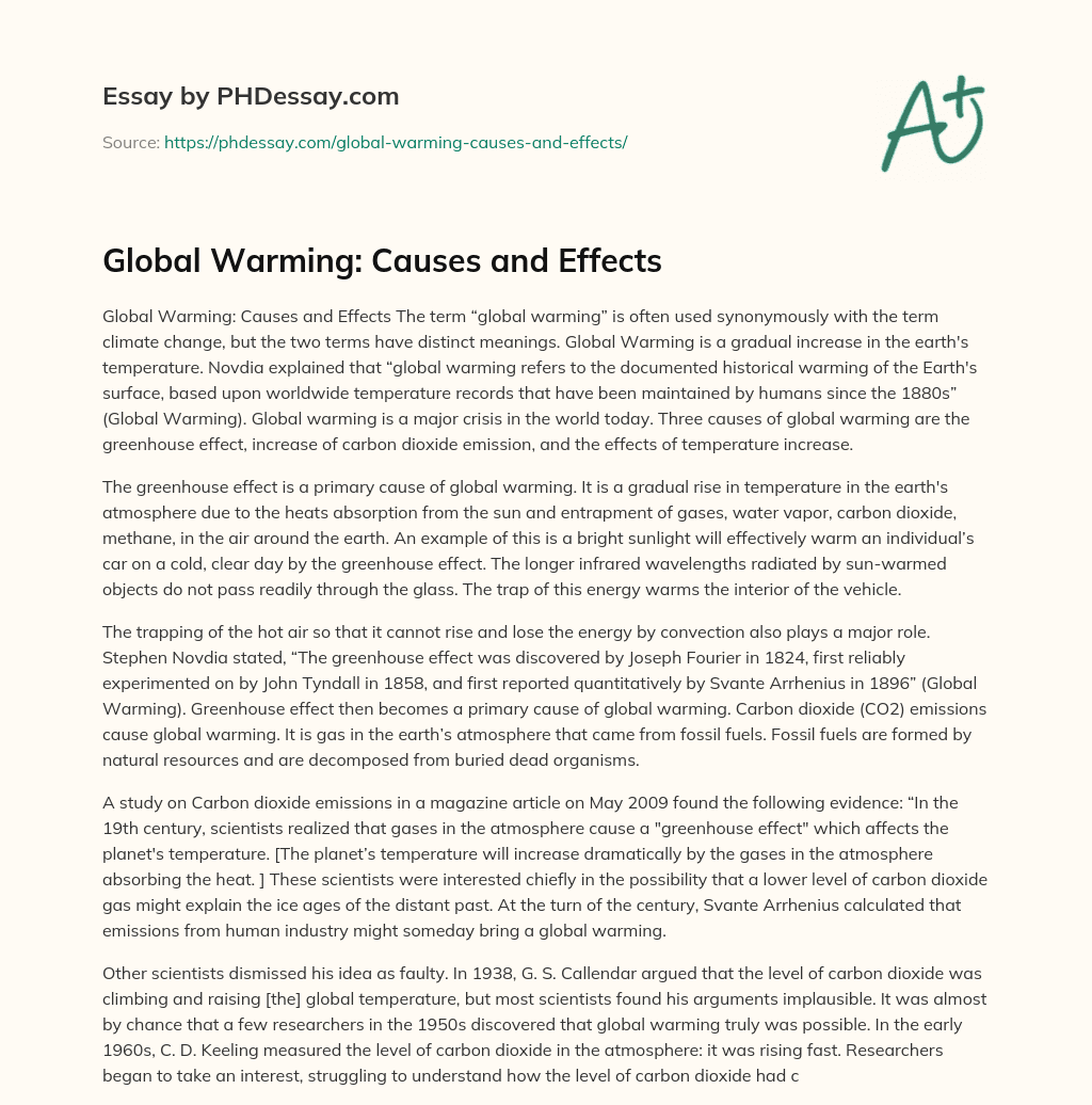 Global Warming: Causes and Effects essay