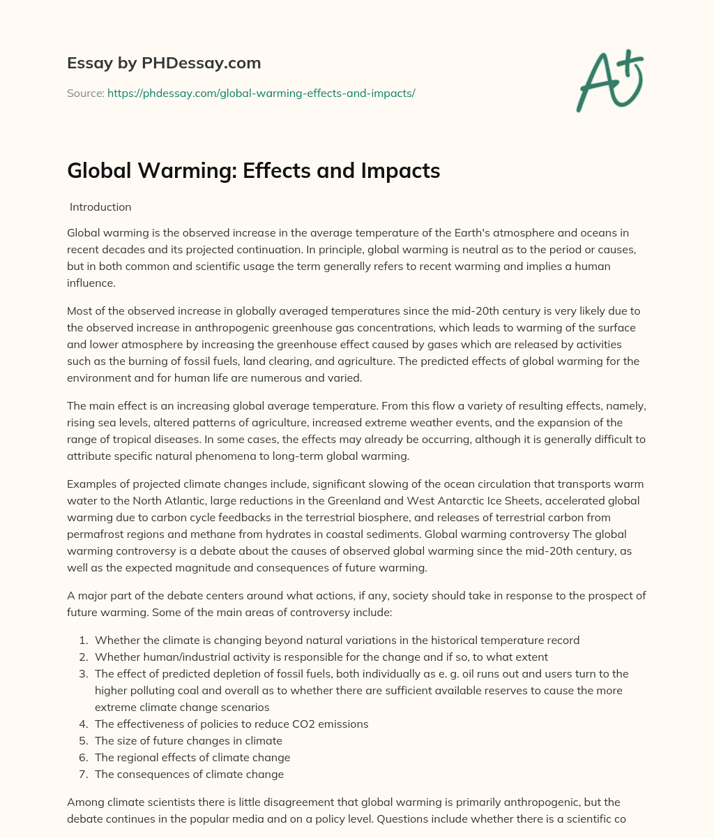 Global Warming: Effects and Impacts essay