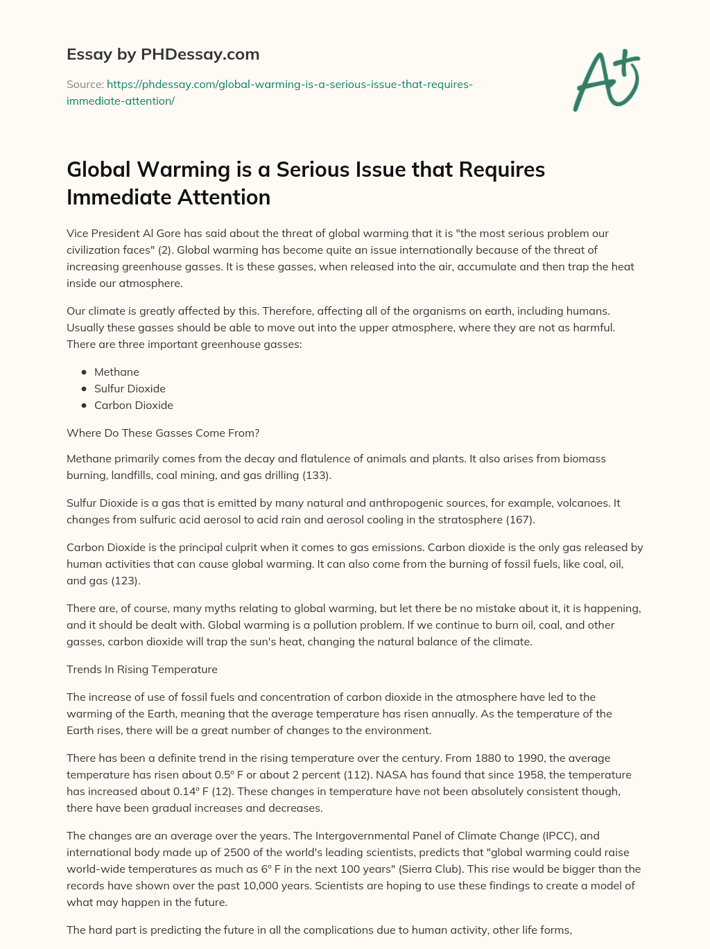 Global Warming is a Serious Issue that Requires Immediate Attention essay