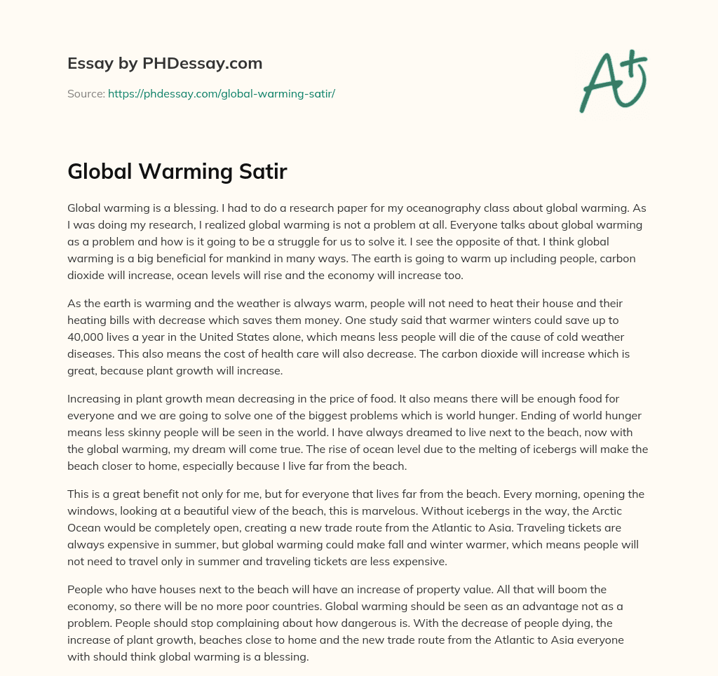 Global Warming Satir essay