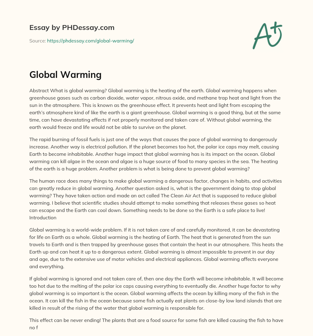 Global Warming essay