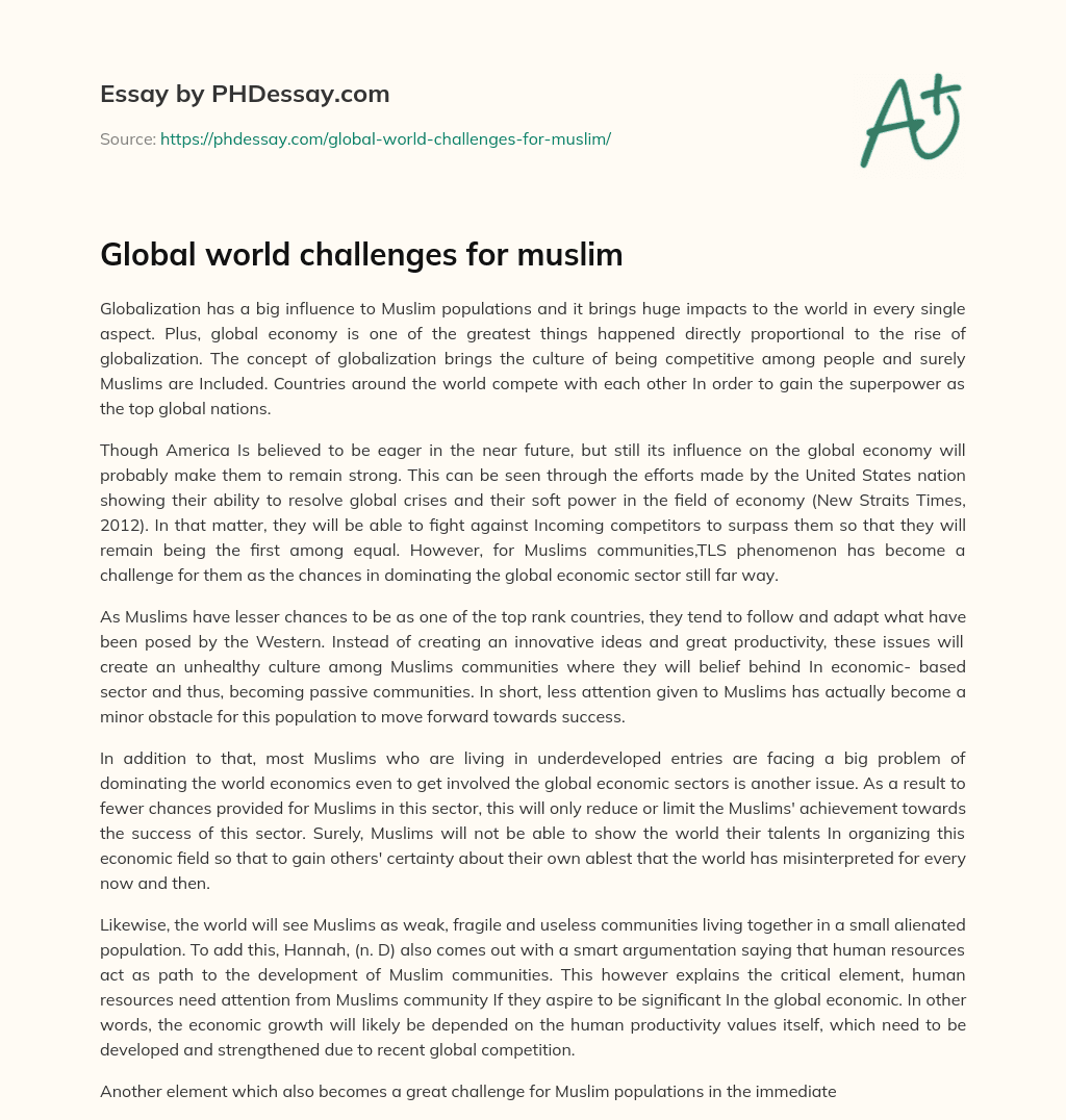 Global world challenges for muslim essay