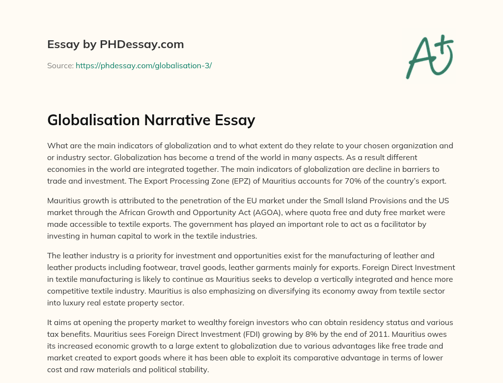 Globalisation Narrative Essay essay