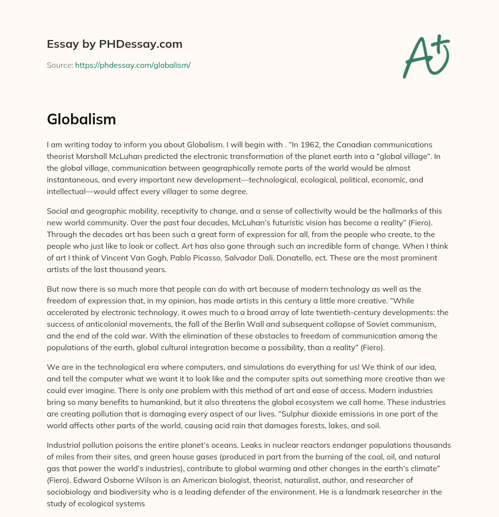 Globalism and the Transformation of Art through Technology and Expression essay