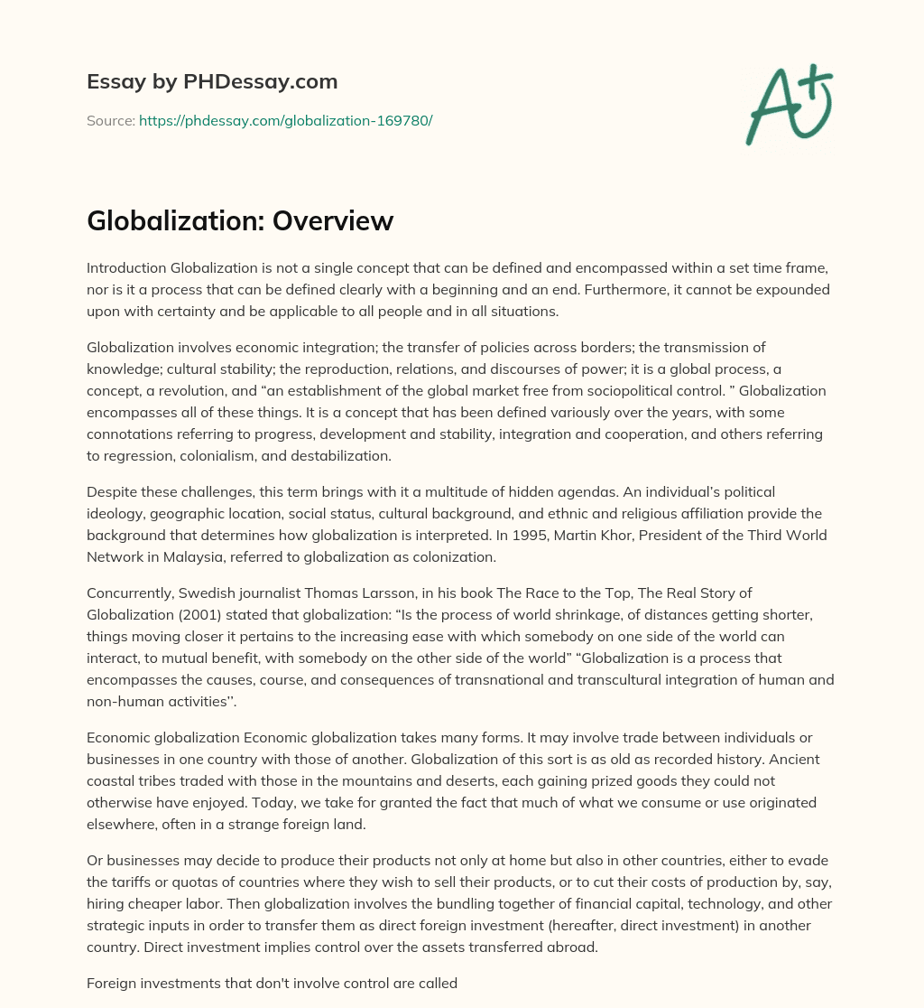 globalization essay introduction body and conclusion pdf