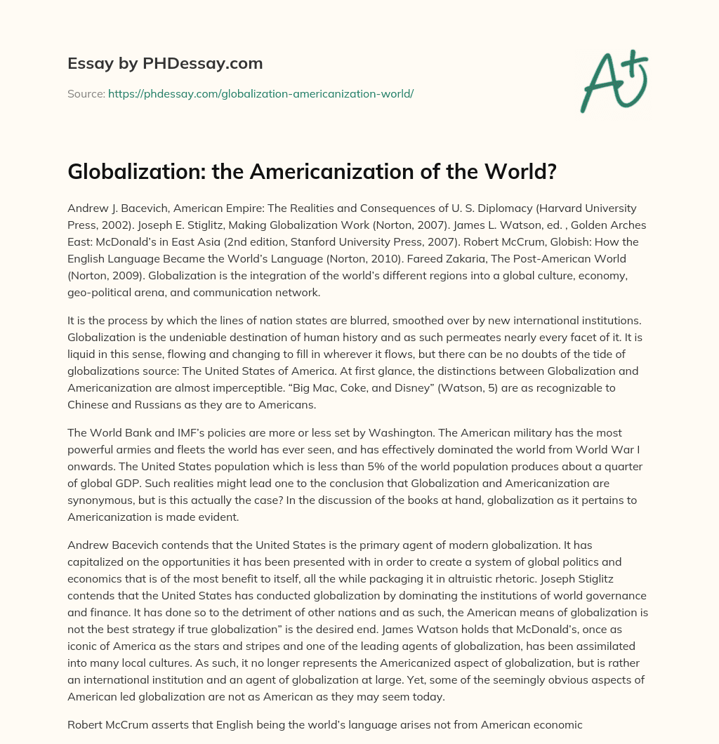 globalization americanization essay