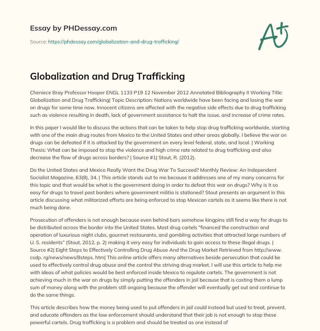 Globalization and Drug Trafficking essay