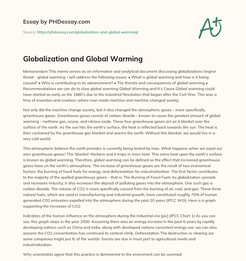 Globalization and Global Warming essay